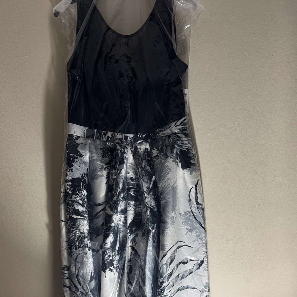 R & M Richards Black and White Floral Gown
